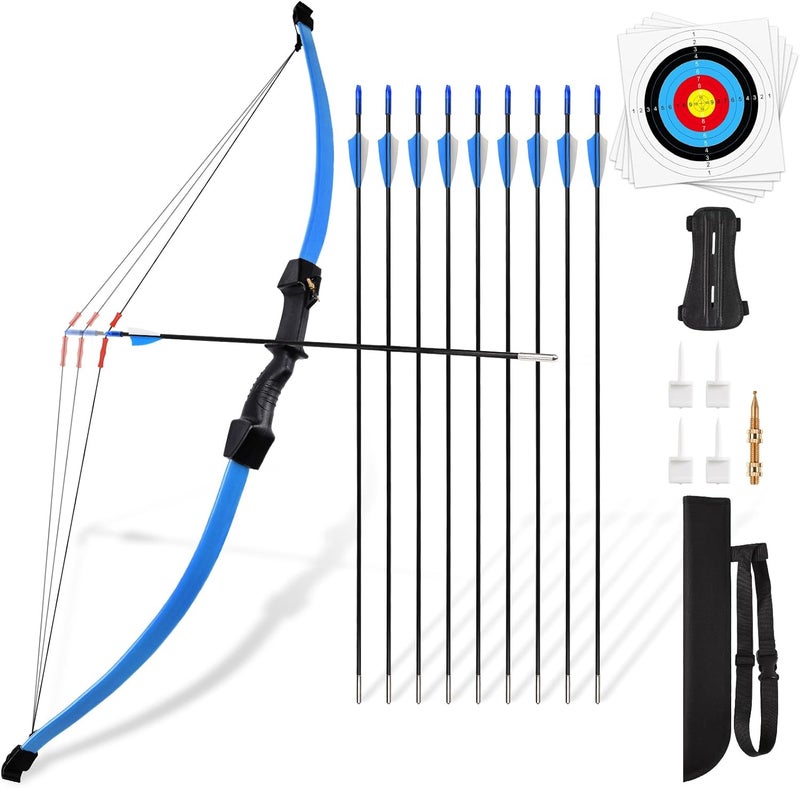DAUPAN 45" Bow and Arrow Set for Kids 8-12 & Teens, Youth Archery Set - Beginner Longbow Toy for Indoor & Outdoor Practice - Ideal Gift for Birthday, Christmas, Halloween - Image 1